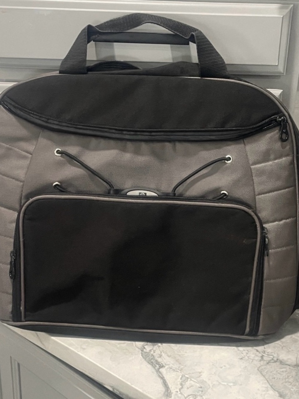 HP Vintage Laptop Messenger Bag Grey Black Two Tone Y2K Bungee 15.6